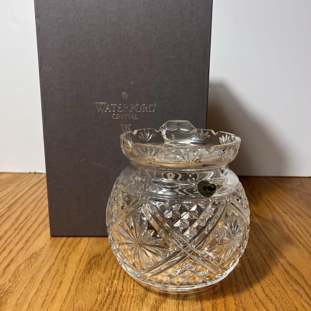 Waterford Crystal Biscuit Jar Candy Box with Lid Ireland Signed w/Original Box * - Picture 6 of 12